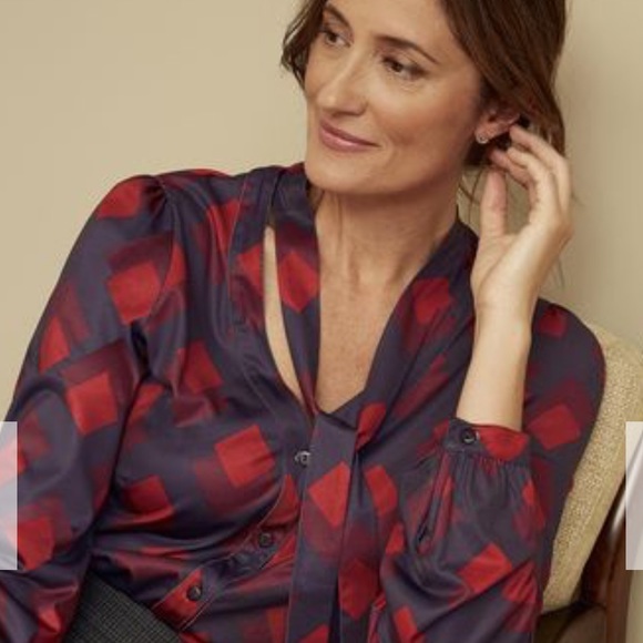 long tall sally Tops - Long Tall Sally Printed Blouse with Neck Tie NWT